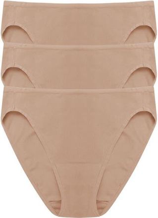 Natori Bliss Bare Cotton Bikini 3-Pack in Cafe at Nordstrom, Size Xx-Large