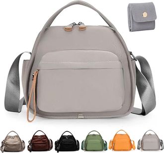 Generic Veluna Shoulder Bag, Top Handle Purses for Women, Lightweight Solid Color Nylon Crossbody Bags, Large Capacity (Gray)