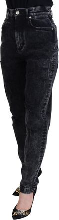 Dolce & Gabbana High-Waist Washed Denim Jeans - Black