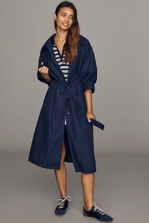 Maeve Crop-Sleeve Trench Coat Jacket