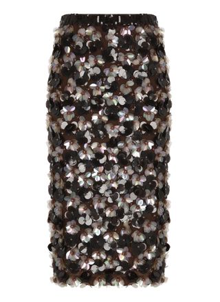 P.A.R.O.S.H. Fitted Midi Skirt with Floral Sequin Detail