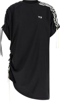 Yohji Yamamoto Technical Fabric with Drawstring Details T-Shirt Dress - Black