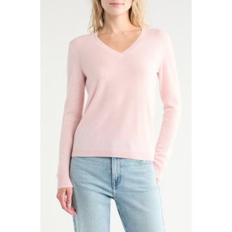 Nordstrom Cashmere V-Neck Sweater in Pink Cream at Nordstrom Rack, Size Xx-Small