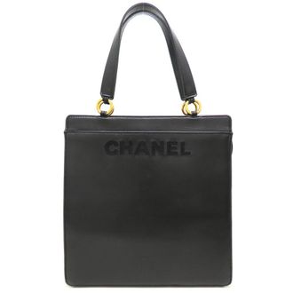 Chanel Black Leather Handbag Tote Bag (Pre-Owned)