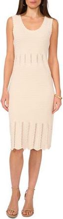 Vince Camuto Sleeveless Scallop Hem Pointelle Cotton Sweater Dress in Birch at Nordstrom Rack, Size Large
