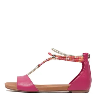 Django & Juliette Womens Jazmin Leather Sandals In Fuchsia