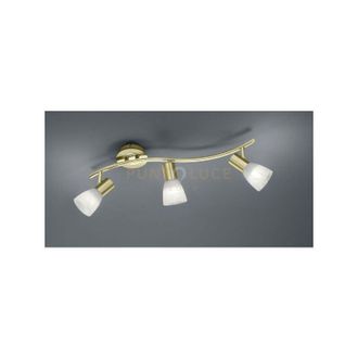 Trio Levisto barra led 3 spots orientabile ottone + vetro L.55CM 3 luci attacco E14, lampadaine incluse 14,7W 1410lm, 3000K