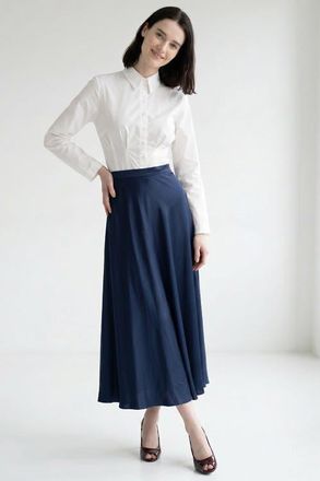 Exquise Nayaine A Line Zippered Midi Skirt in Navy at Nordstrom, Size X-Large