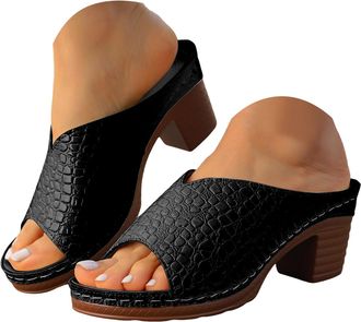 Generic Womens Open Toe Chunky Heel Sandals Fish Mouth Casual Dressy Summer Shoes for Women Block Heel Ankle Strap Sandals for Party Beach With Arch Support (