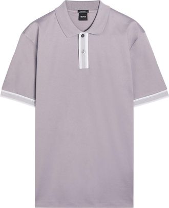 BOSS Boss Striped-trim Cotton Polo Shirt - Light Purple - XL
