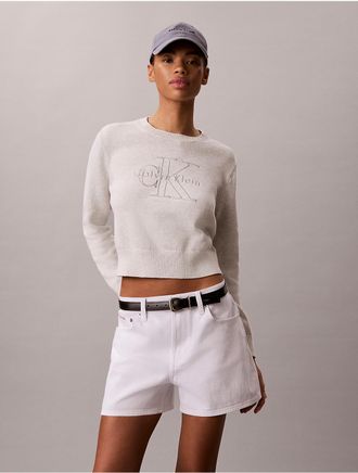 Calvin Klein Jeans Calvin Klein Womens Monologo Outline Sweater - Light/Pastel Grey - XL