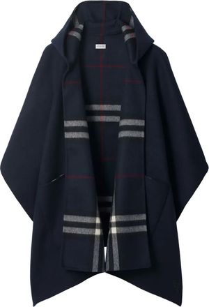 Burberry Geruite cape met capuchon - Blauw