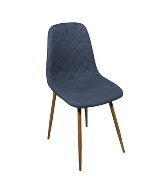 Home Heavenly Pack 4 sillas tapizadas en tela azul oscuro patas color roble