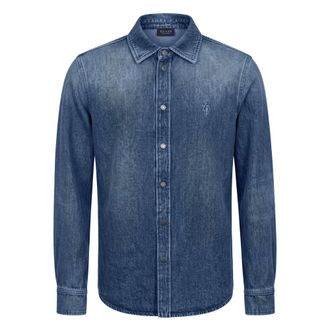 Gucci Katoenen denim overhemd met borduursel - Heren - Overhemden - Blauw - Maat: L Katoen