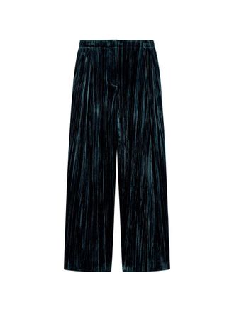 Emporio Armani Velvet Pliss&eacute; Trousers - Teal Green