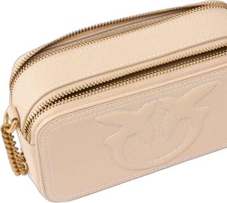 Pinko Womens Crossbody Bag Beige Grigio Sheep Leather Crossbody-bags