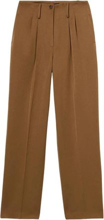 Brooks Brothers Wijde Geplooide Broek - Dames - Wijde Broeken - Bruin - M - Polyester - Broeken