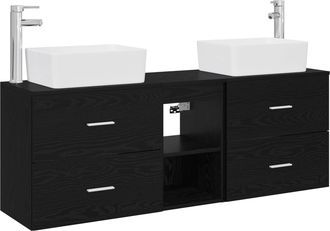 vidaXL Juego De Muebles De Ba&ntilde;o 3 Uds. Negro 53 X 34,5 X 63 Cm Vidaxl