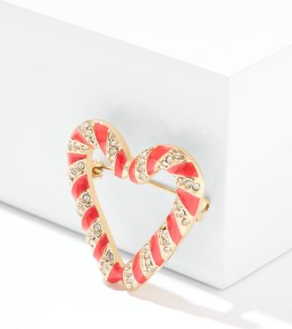 Talbots Candy Cane Heart Brooch - Red/Gold - 001 Talbots