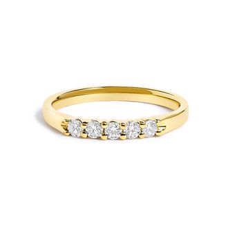 House of Brilliance 14K Gold 1/4 Cttw Diamond 5 Stone Band Ring