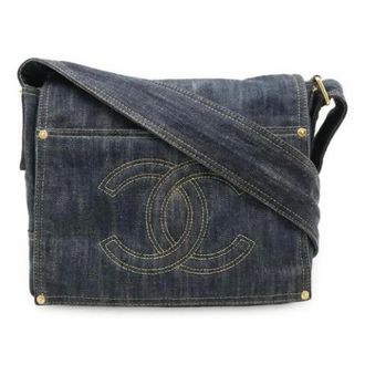 Chanel Pre-owned Denim Coco Mark Shoulder Bag Indigo - Dames - Pre-owned - Blauw - Maat: ONE Size Denim