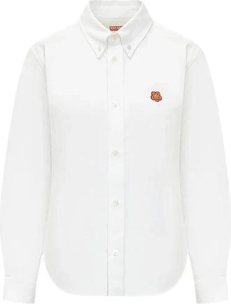 Kenzo Boke Flower Slim Fit Shirt in Cotton Oxford - Dames - Overhemden - Wit - S - Katoen - Overhemden