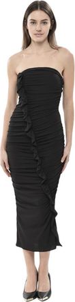 The Attico Black Textured Strapless Midi Dress