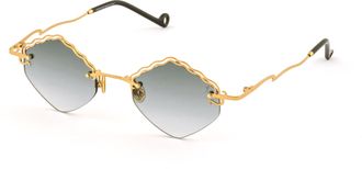 Eyepetizer Gold Seine Scalloped Metal Sunglasses