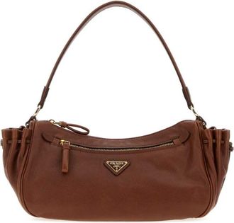 Prada Brown Logo Medium Shoulder Bag