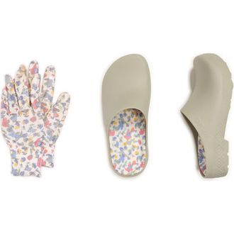 Muk Luks Garden Clog and Glove Set in Sage Flower at Nordstrom, Size Medium