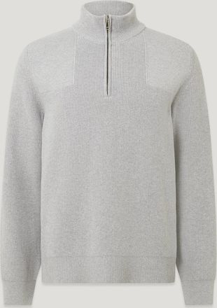 Belstaff Commander Quarter Zip Jumper Mens Organic Cotton Old Silver Heather Size 2XL