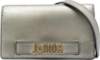 Dior Pre-owned JAdior Clutch met ketting - Dames - Vintage Schoudertas - Grijs - ONE Size - Leer - Vintage