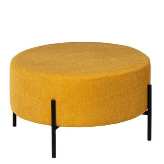 Koketto Home Gran puff redondo mostaza con patas de metal negro