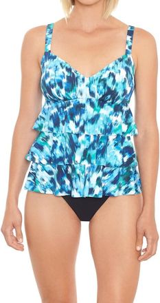Penbrooke Rain Dance 3 Tier Tankini Top In Navy Multi