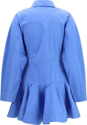 Ganni Womens Cotton Shirt Dress With Balloon Skirt Marina Cotton; Elastane