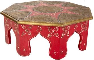 Wanderlust Deco Wanderlust Deco - Mesa De Centro De Madera Y Metal Rojo 40x40x15,5