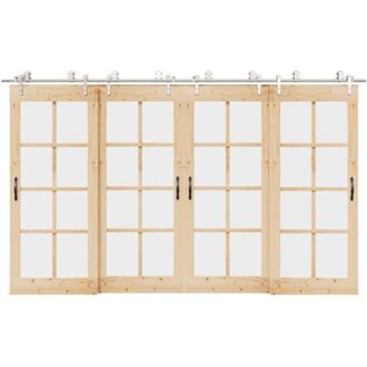 vidaXL Vidaxl - Kit De Herrajes Para Puerta Corredera 366 Cm Acero Plateado