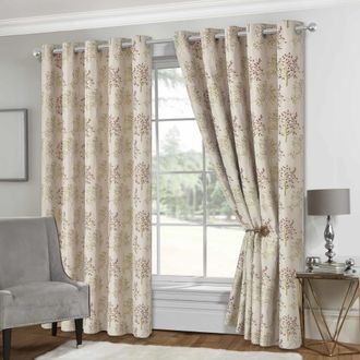 Lewis's Tuscany Eyelet Curtains - Red - Width 46 x Drop 90 (117 x 229 cm) | TJ Hughes