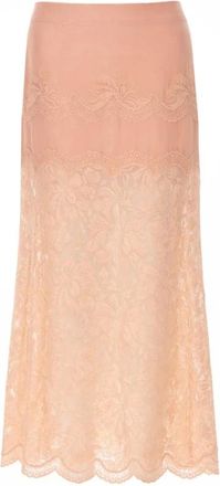 Paco Rabanne Falda Midi de Encaje - Skirts - Mujer - Rosa - S