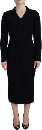 Dolce & Gabbana Midi Kleedjes - Dames - Kleedjes - Zwart - L - Wol - Kleedjes