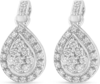 House of Brilliance 10k White Gold Round Diamond Earrings at Nordstrom