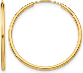 Diamond2Deal 14k Gold 1.50mm Polished Round Hoop Earrings 25 mm