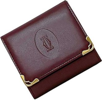 Cartier Bordeaux Wine Red Leather Coin Purse/Coin Case (Pre-Owned)