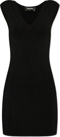 Dsquared2 V-hals jurk - Dames - Korte kleedjes - Zwart - XS - Polyester - Kleedjes