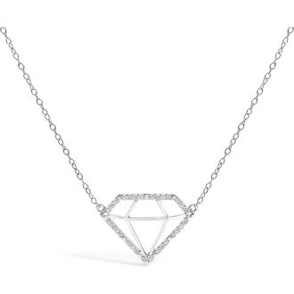 House of Brilliance Silver 1/7 Cttw Lab Grown Diamond Diamond Shaped Pendant Necklace in White at Nordstrom