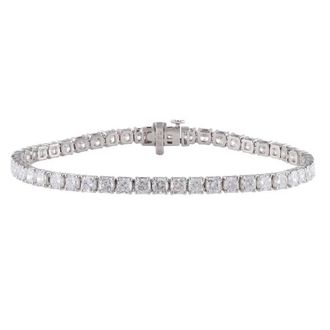 Grown Brilliance 9 1/2 Carat Cushion Lab Grown Diamond Tennis Bracelet in 14K White Gold, 7 Inches, G Color, VS Clarity