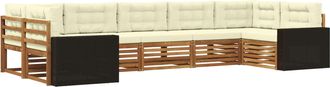 vidaXL Conjunto De Sof&aacute;s De Exterior 7 Uds. Natural Y Crema Vidaxl