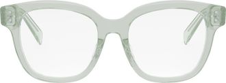 Celine Bold 53mm Round Optical Glasses in Shiny Light Green at Nordstrom