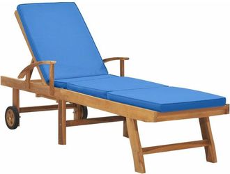 vidaXL Vidaxl - Tumbona Con Coj&iacute;n Madera Maciza De Teca Azul