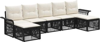 vidaXL Conjunto De Sof&aacute;s De Jard&iacute;n 7 Uds. Negro Rat&aacute;n Sint&eacute;tico Vidaxl